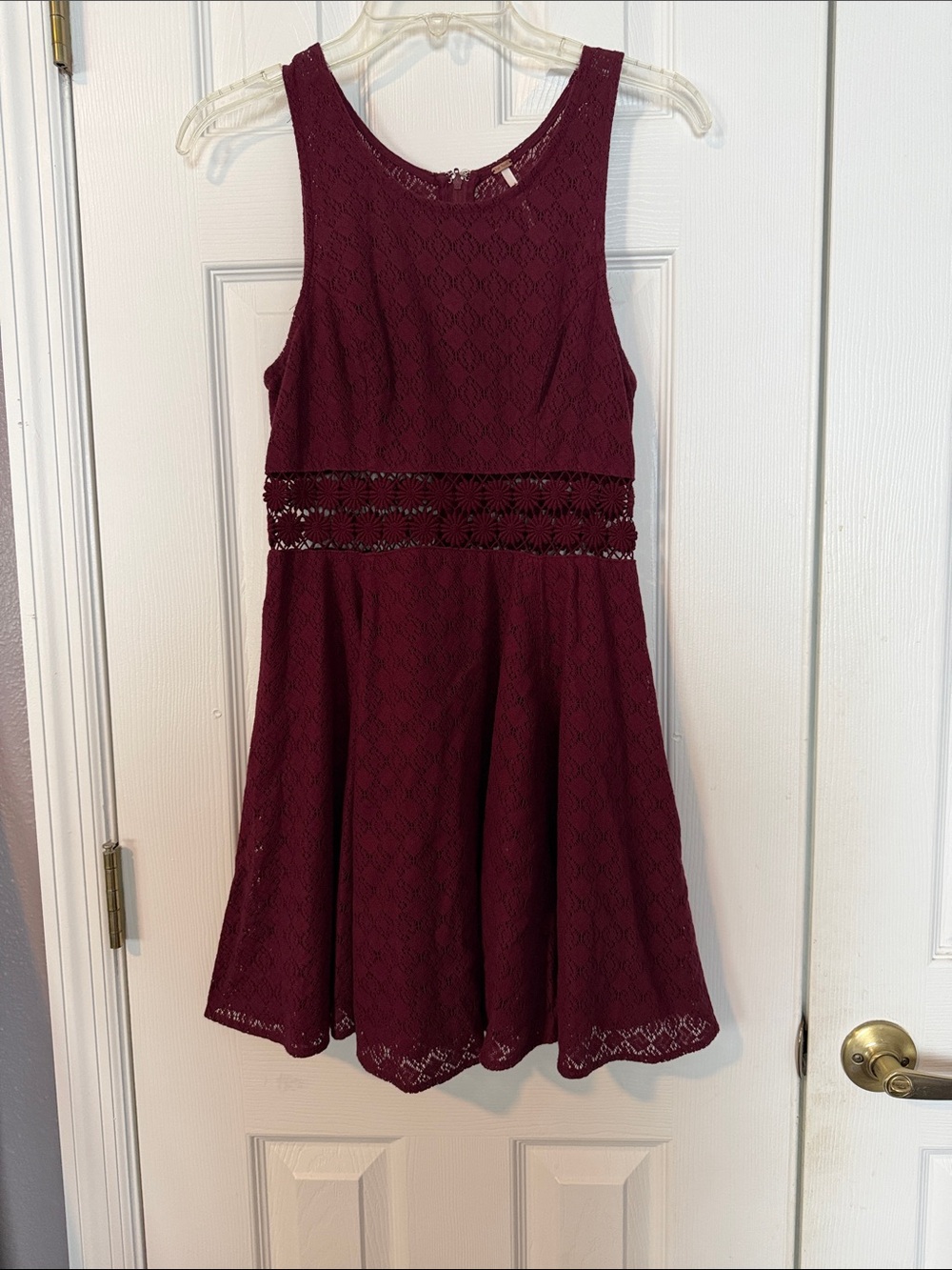 Free People Fitted With Daisies Mini Dress in Burgundy
